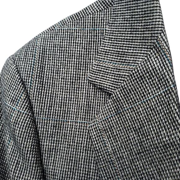 Vintage Haggar Imperial Black White Wool Tweed Blazer Sport  Jacket  48x32 46R - Picture 3 of 15
